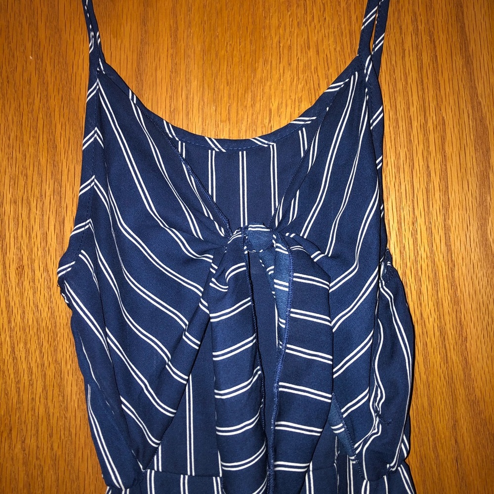 navy blue striped jumpsuit
